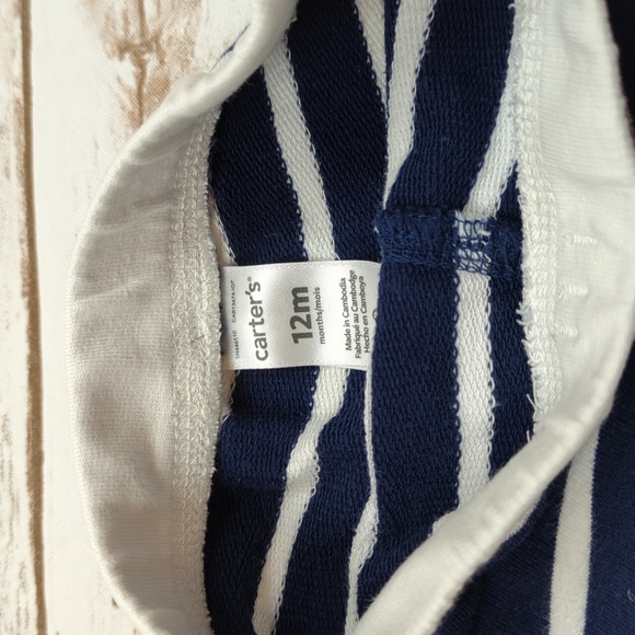 Carter's Navy/White Striped French Terry Pants 12M - Picture 5 of 7
